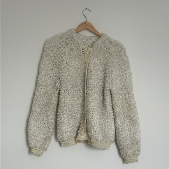 Vintage Sweaters - Vintage Cream Textured Cardigan